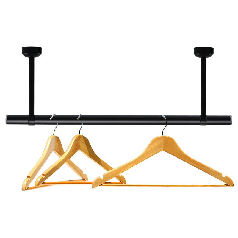 固信阳台不锈钢固定晾衣架晒衣架晒衣杆晾衣杆单杆挂衣杆烤漆黑色