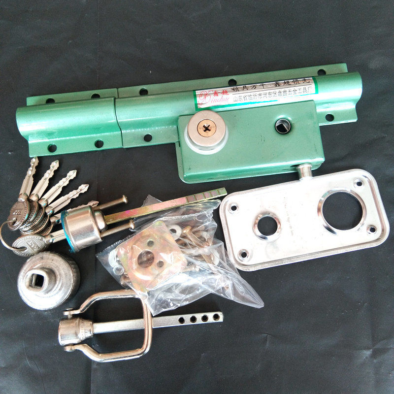 208大门锁齿条锁防盗锁整体大门锁双开门木门铁门绿色老式大门锁