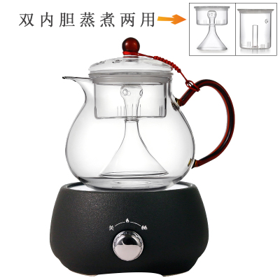 玻璃蒸茶壶煮茶器小型陶瓷电陶炉泡茶蒸煮茶器喷淋式蒸馏黑茶套装