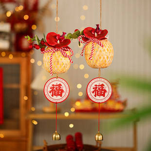 元宵节竹编小灯笼挂件古风儿童手提春节过年新年兔子花灯挂饰摆摊