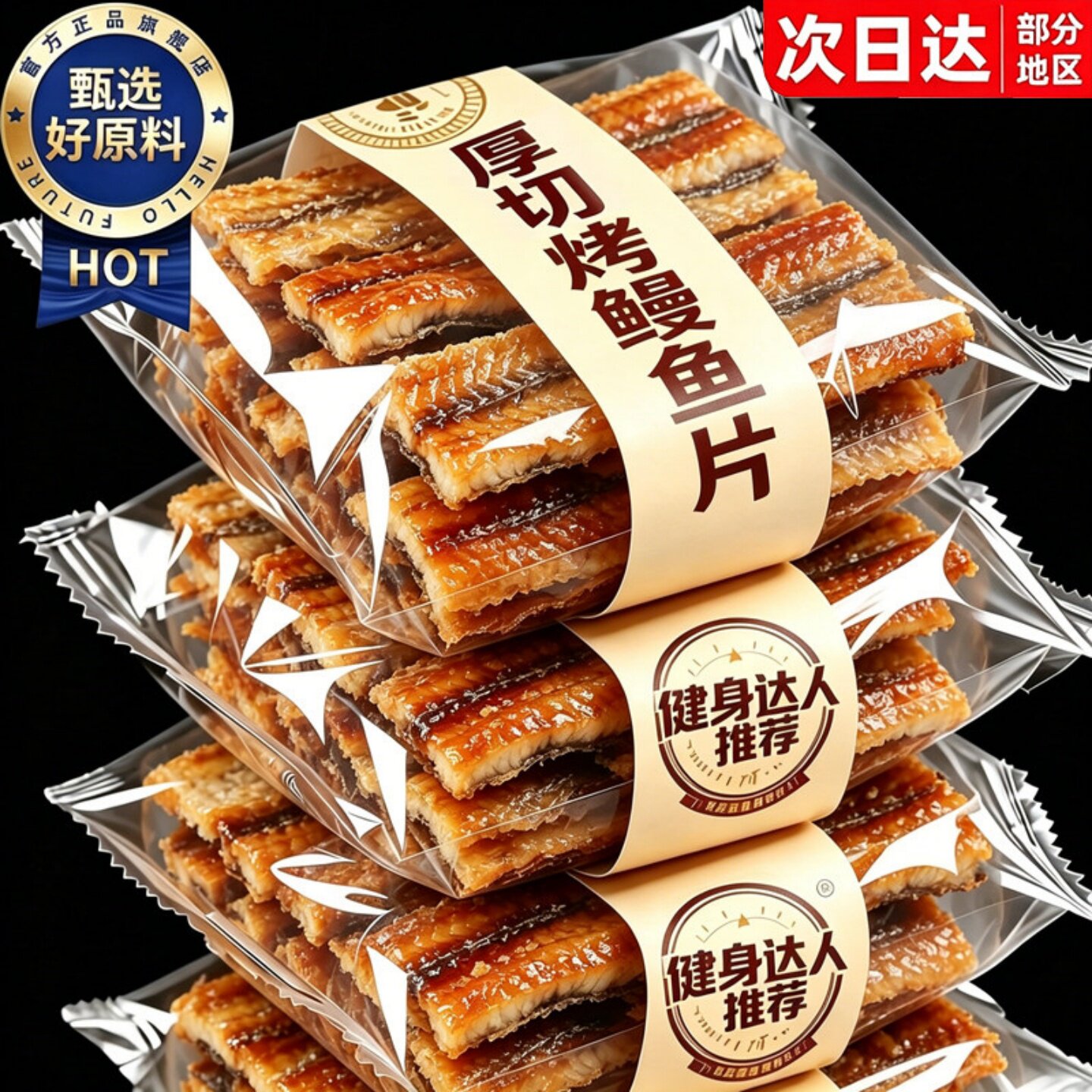 香烤鳗鱼片开袋即食烤鱼干特产海味办公零解馋休闲香酥小吃零食品
