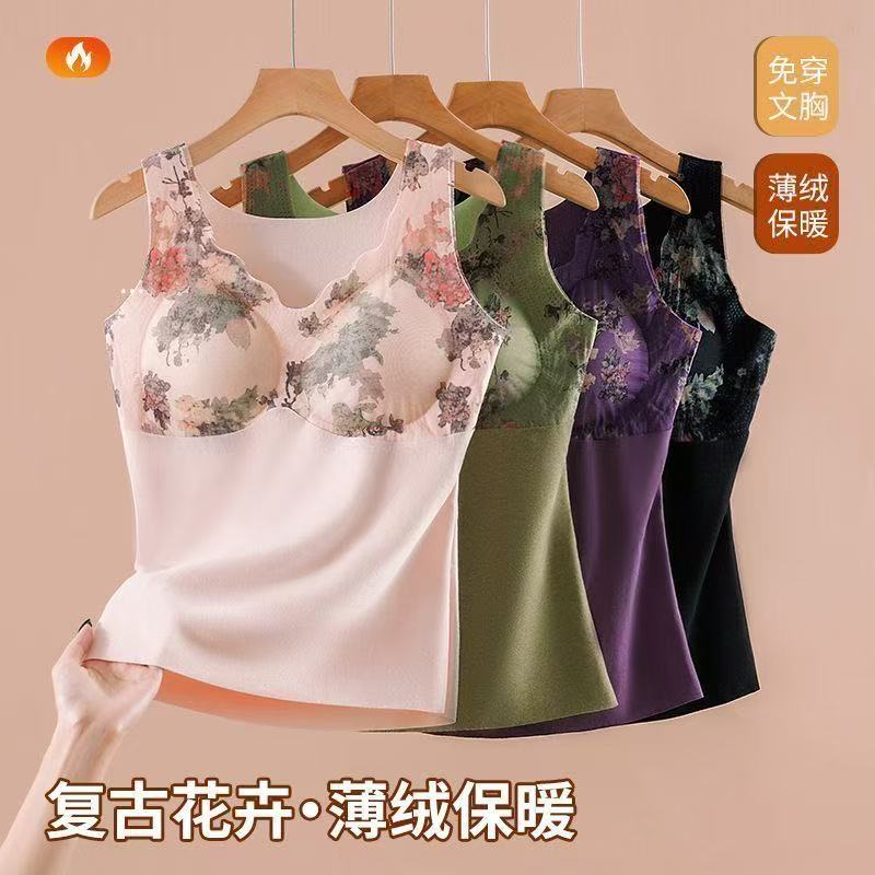 【9903印花】保暖内衣女秋冬季护腰保暖背心女亲肤护腰德绒