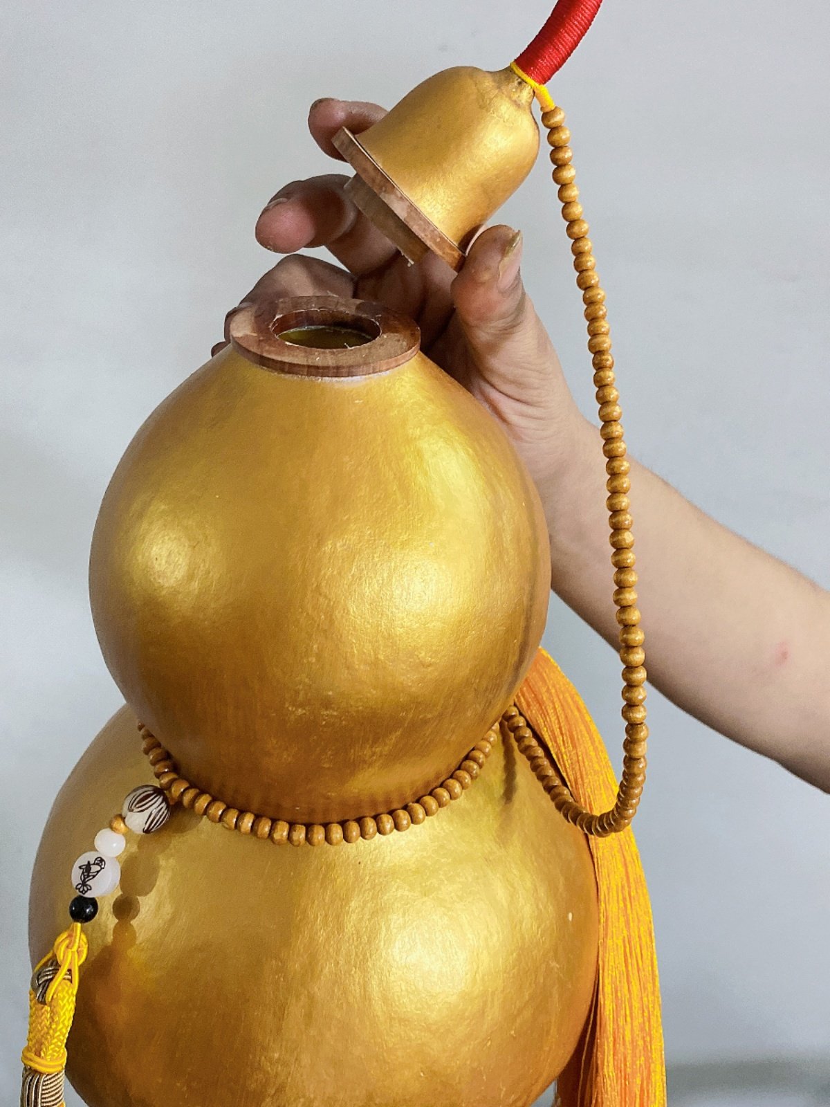 金葫芦天然葫芦挂件大中小开口葫芦五帝钱客厅玄关办公室门口摆件