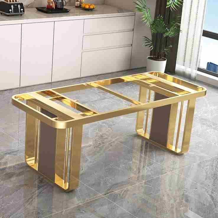 轻奢大理石不锈钢桌腿茶桌茶几支架大板办公桌脚金属岩板餐桌底座