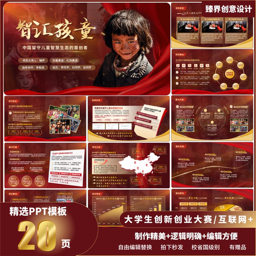 创赛挑战杯PPT模板红旅赛道