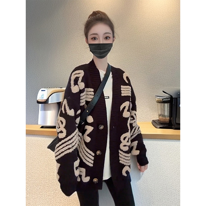 拉夏贝尔针织开衫外套打底裤两件