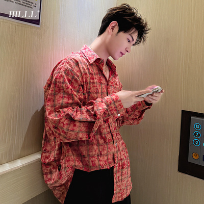 IIILLL格子长袖潮牌情侣衬衫