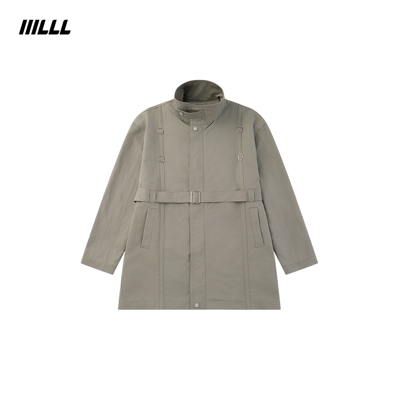 IIILLL童锦程风衣2025新款分割设计廓形大衣立领休闲外套男女同款