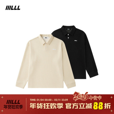 IIILLL童锦程肌理感polo领卫衣男女潮牌秋冬新款刺绣翻领休闲上衣