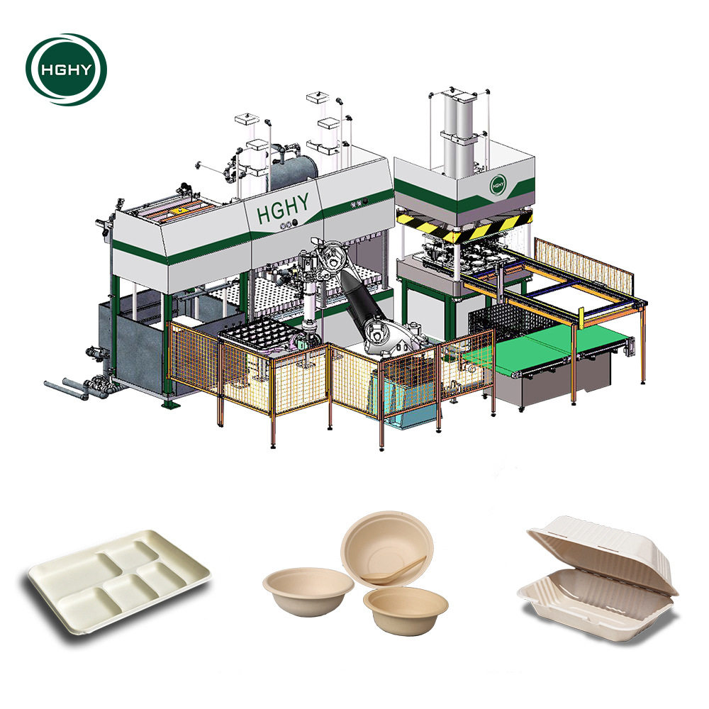 全自动可降解快餐盒外卖盒纸餐盒包装设备 纸盘子纸浆模塑设备