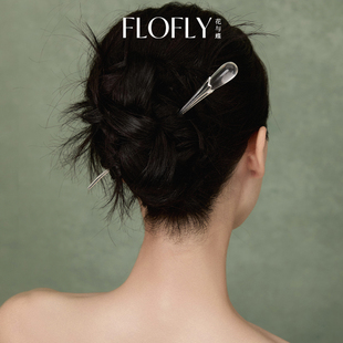 花与蝶花与蝶曲水发簪盘发发簪女简约发钗簪子秋季新中式头饰