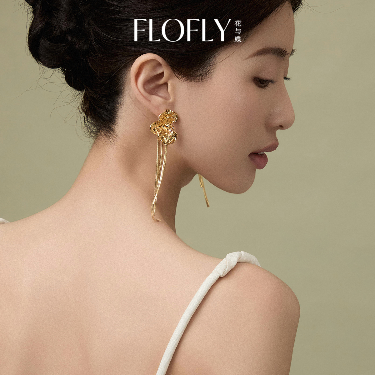 花与蝶鎏光蝴蝶兰流苏耳线耳环2025新款爆款高级感新中式国风耳饰
