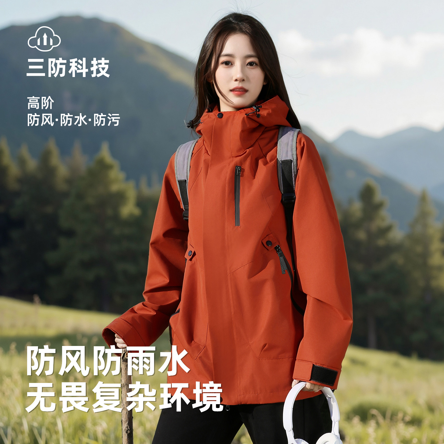 秋冬季男女同款冲锋夹克三合一