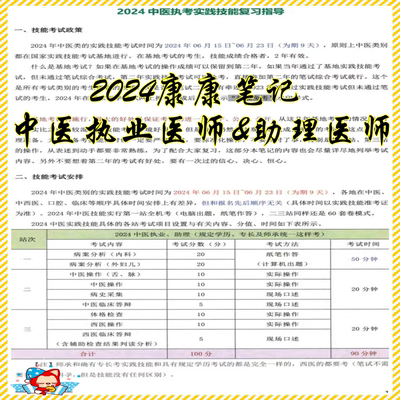 2024年中医执业医师 助理医师康康笔记高清PDF（笔试和技能四本）