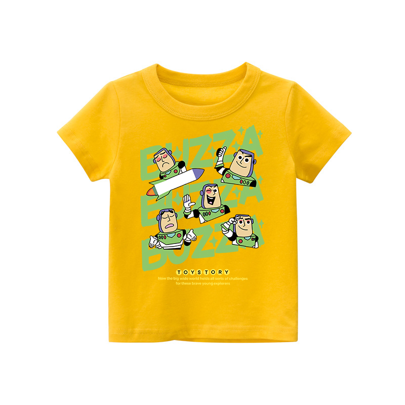 纯棉男童圆领短袖夏装新款卡通帅