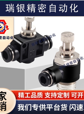 气动管道LSA10节流阀12气调速阀SL8-02动可调4-M5气管接头6mm