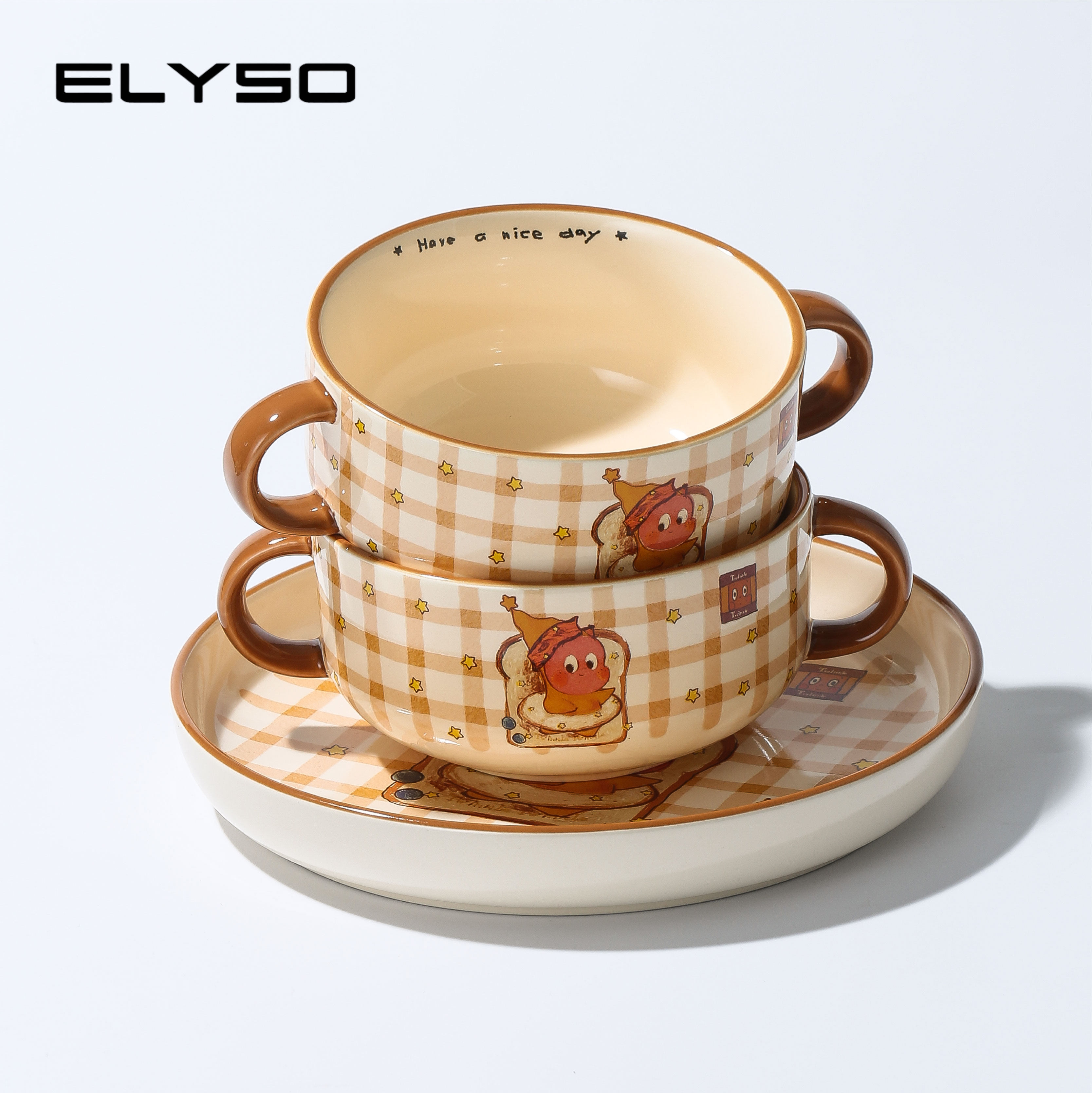 星星人儿童可爱餐具套装一人食分餐盘双耳汤碗礼盒陶瓷早餐盘子碗,餐饮具,碗,淘宝优惠券,粉丝福利购,淘宝优惠卷