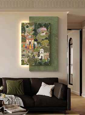 中古风客厅装饰画法式复古艺术沙发背墙挂画高级感玄关创意壁灯画