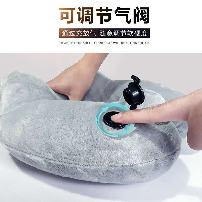 按压充气枕u型枕护颈椎午睡U型枕折叠靠枕枕头护脖子便携飞机旅行