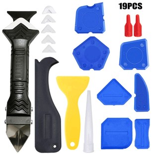 美缝工具 19件套填缝玻璃胶塑料刮板美缝铲胶器用于门地板浴Y室