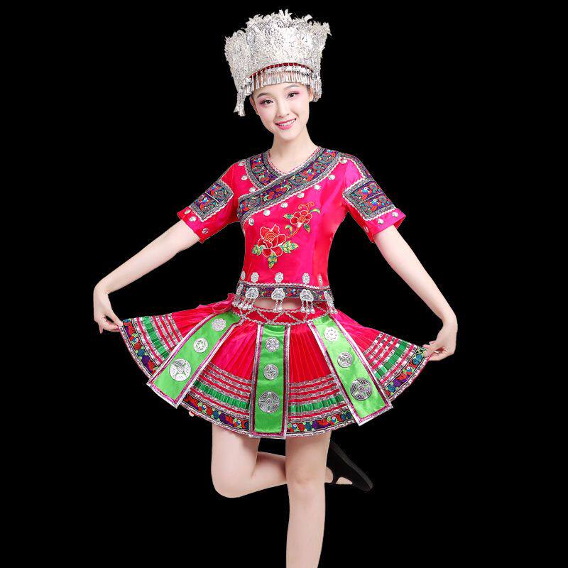 新苗族演出服土家族服装女湘西少数民族成人刺绣瑶族彝族舞蹈服饰