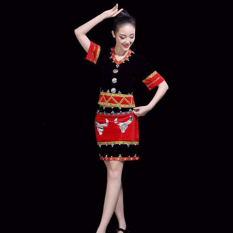 少数民族舞蹈苗服装演出服女成人民族风云南德宏景颇族广场舞套装