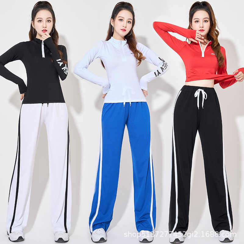 广场舞服装新款套装半拉链速干舞蹈服团体运动休闲女装健身操