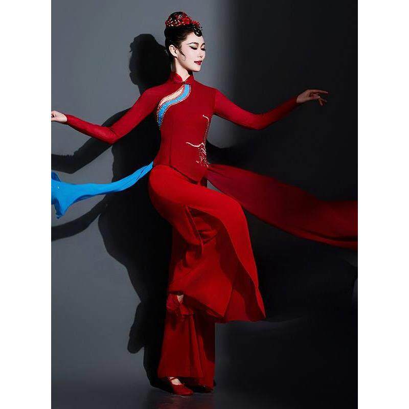 古典舞演出服女飘逸中国风伞舞艺考扇子舞套装秧歌服民族舞蹈服装