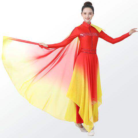 披风开场舞飘逸中国风歌唱祖国演出服古典舞蹈服现代广场舞服装