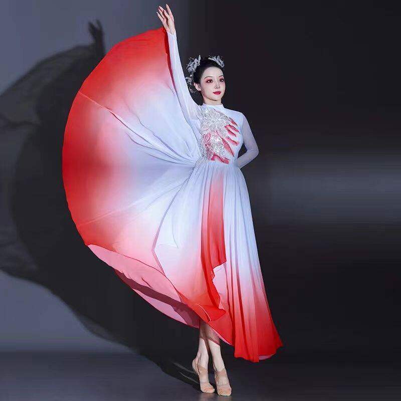 开场舞大摆裙舞台演出服现代舞我和我的祖国大合唱绽放歌伴舞蹈服