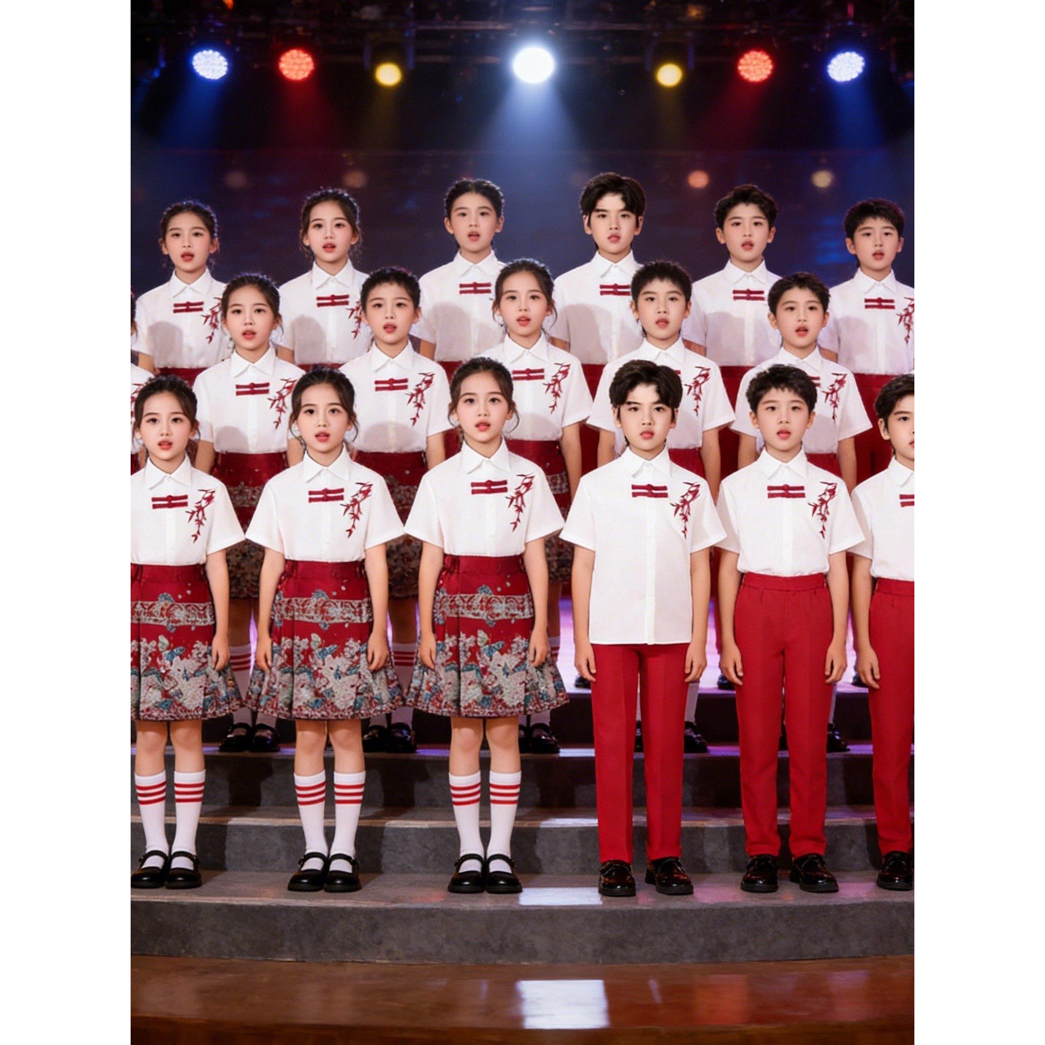 儿童合唱服演出服六一中小学生大合唱中国风青少年诗歌朗诵表演服