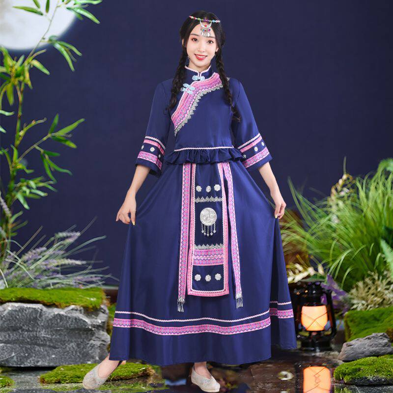 少数民族服装苗族广西三月三壮族服饰成人女哈尼族瑶族彝族长新款