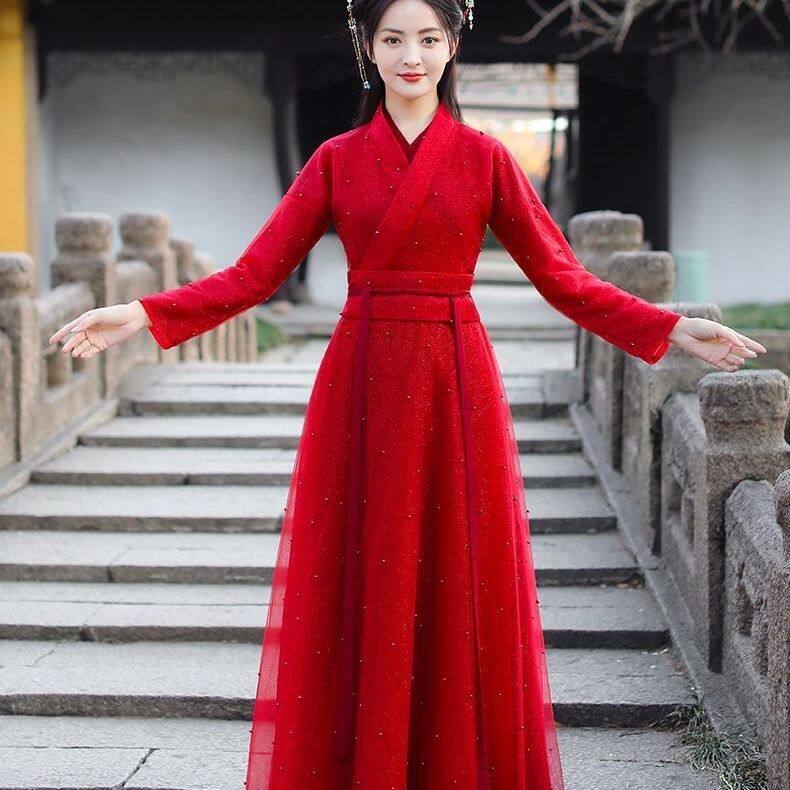 汉服女夏中国风古装仙气飘逸古风演出服改良汉元素连衣裙夏季显瘦