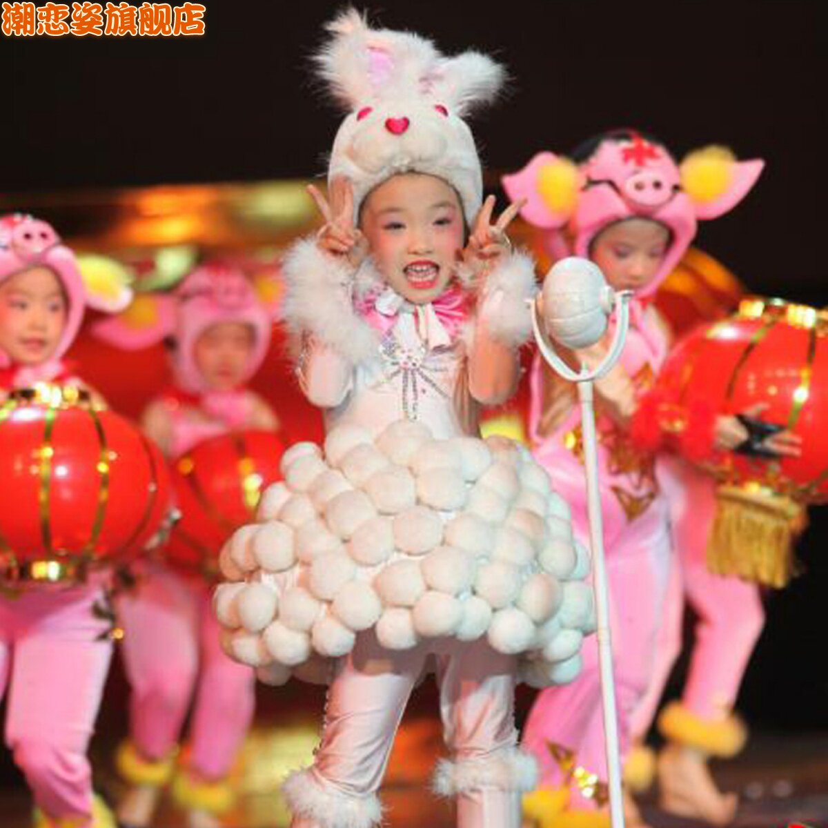 小白兔儿童演出服装幼儿园兔子乖乖卡通动物话剧舞蹈球球兔表演服