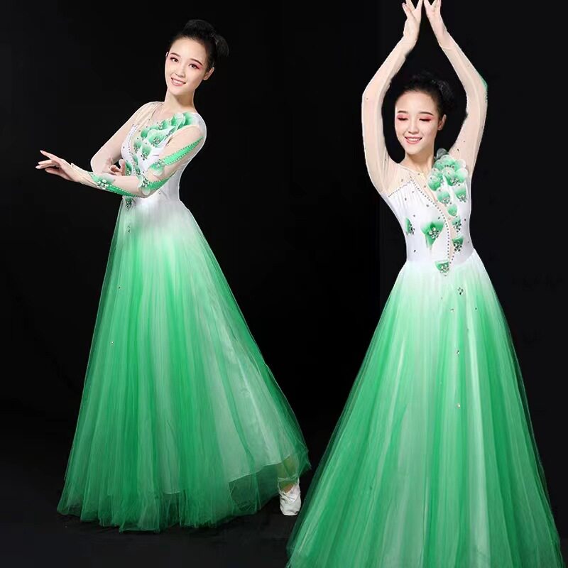开场舞大摆裙演出服装女成人2023新款大气舞台长裙大型舞蹈大裙子