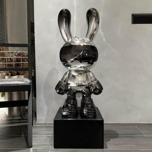 轻奢太空兔电镀客厅电视柜旁大型落地装饰品摆件高级乔迁新居礼物