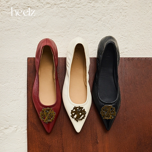 heelz设计师手工鞋履 |3D立体字母平底芭蕾羊皮平底鞋 0.5公分
