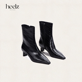 heelz设计师手工鞋 履 ｜立构美学H小猫跟鳗鱼纹羊皮短靴4.5公分