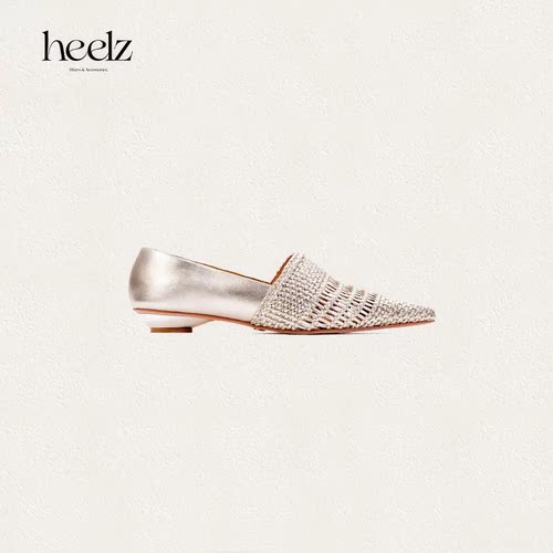 heelz艺术工坊系列｜手工编织羊皮尖头平底鞋2公分