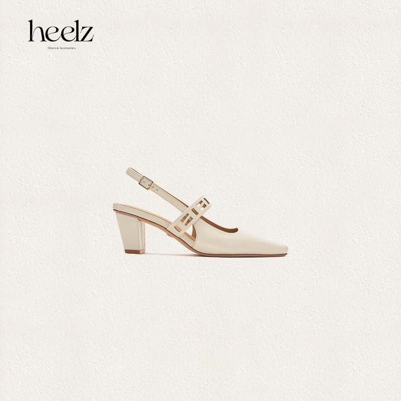heelz羊皮梯形跟繁花Sling-back