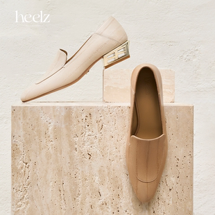 heelz设计师手工鞋履 ｜繁花跟复古鳗鱼纹羊皮乐福鞋3.6公分