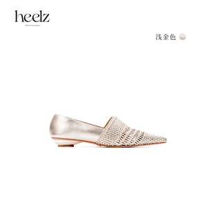 2公分 heelz艺术工坊系列｜手工编织羊皮尖头平底鞋