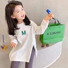 配的上衣秋冬款卫衣鱼裤长款打底衫白色2023新款女童套装遮屁股鲨