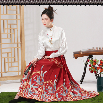 新中式国风成人马面裙套装2024日常可穿明制汉服凤凰古装提花上衣