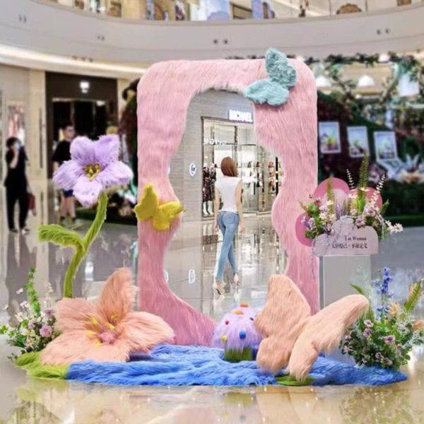大型毛毛花朵长毛绒商场dp点美陈橱窗装饰场景摄影布置拍照打卡,节庆用品/礼品,装扮布置套餐,淘宝优惠券,粉丝福利购,淘宝优惠卷