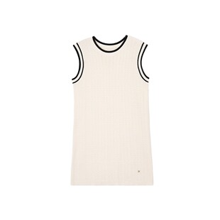 清纯舒服牛奶丝针织裙亚麻手感透气小香风撞色背心连衣裙W23CF203