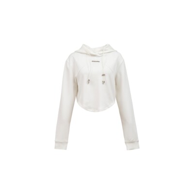 辣妹风减龄弧形下摆连帽短款上衣小个子W24AA7024