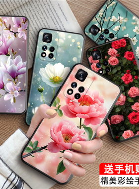 皑晨适用于红米Note115G手机壳21091116ac外壳hmnotel1花海21091116AC浪漫玫瑰rdeminote11防摔磨砂耐脏保护
