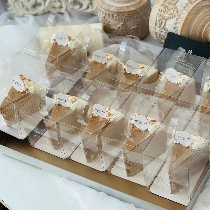 手提千层慕斯透明蛋糕盒6寸8寸切块切件包装甜品三角形西点打包盒 厨房/烹饪用具 点心包装盒/包装袋 原图主图
