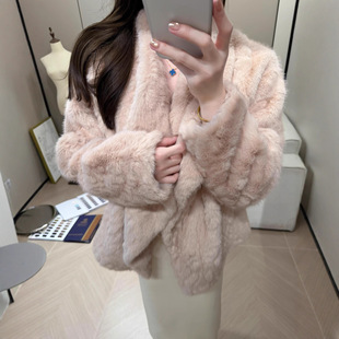 YOU·JIN【柔雾奶兔】千金感软软温柔兔绒环保皮草矜贵大翻领外套